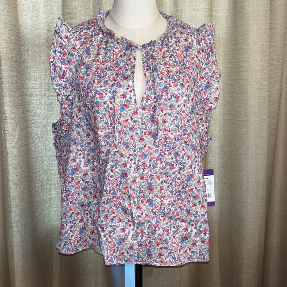 BB Dakota Steve Madden Sleeveless Printed Ditsy Top XXL White Ditsy Floral